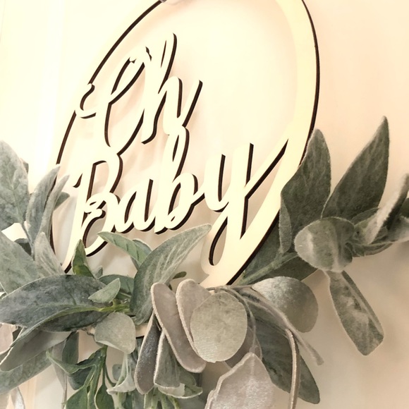 “Oh Baby” wooden greenery Door Swag Baby Room Decor Shower Decor - Picture 6 of 10